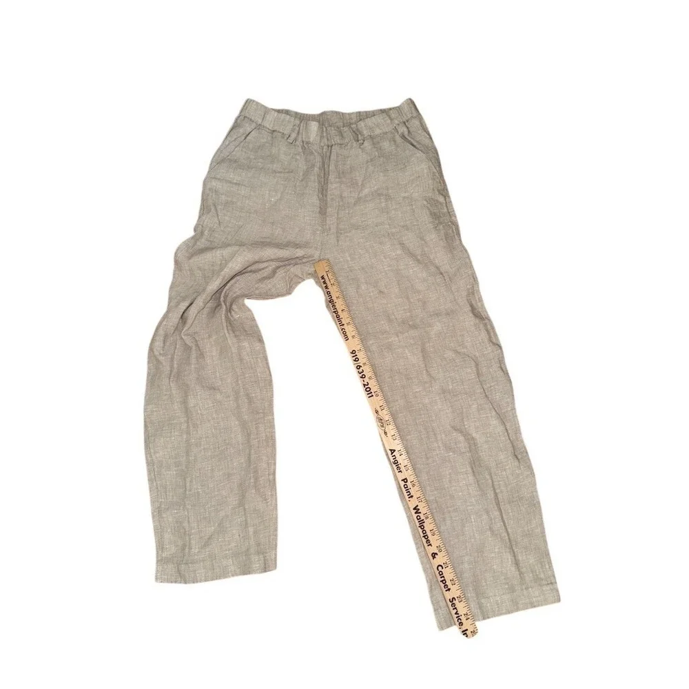 Quince 100% European Linen Pants Womens M Beige Pull-On Elastic Waist Straight